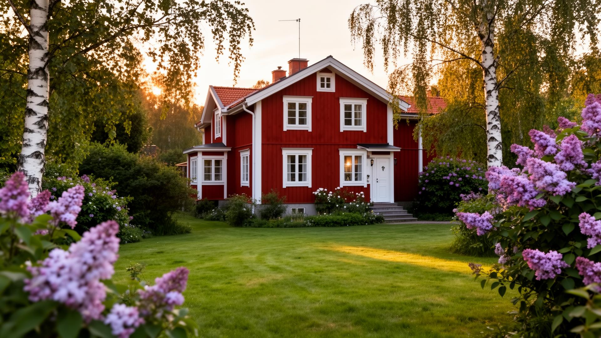 Vacker Stockholms trädgård i kvällsljus